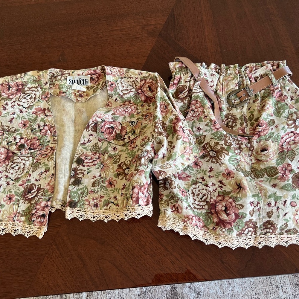 Floral Two-Piece Set with Lace Trim